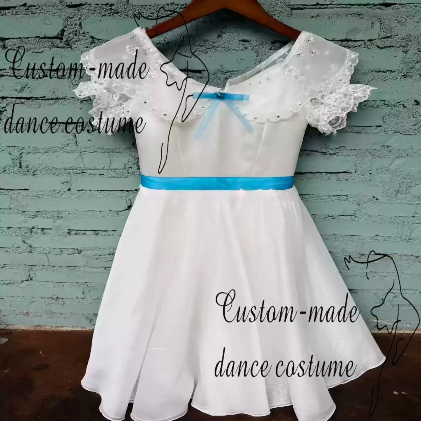 Customized white graduation dance variation long gauze skirt ballet performance costume