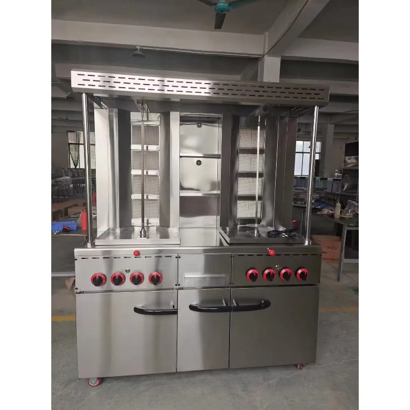 Vertical Double Headed Gas Shawama Machine Doner Kebab Bbq Grill Meat Cooking Grill Machine XH