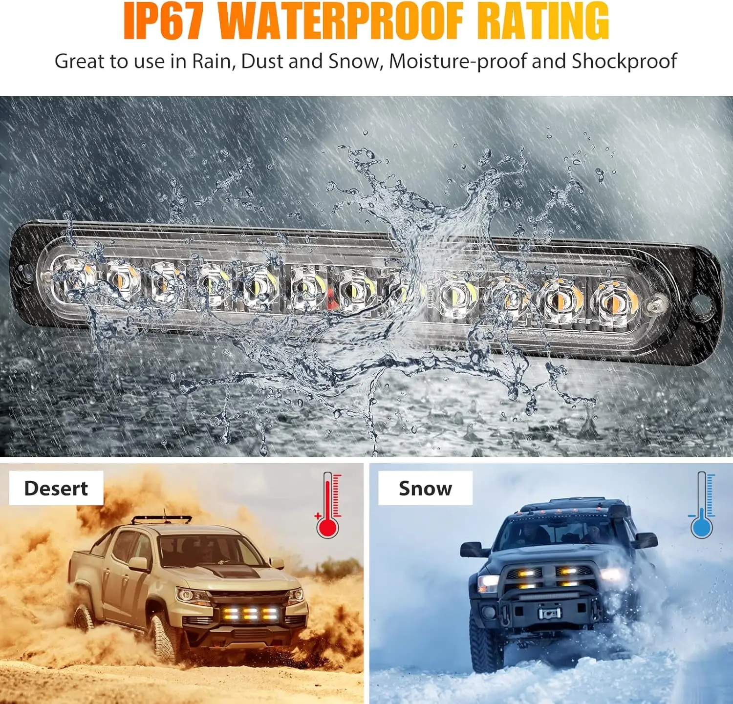 2pcs 4pcs Truck 12V 24V 12smd LED Strobe Warning Light Grille Flashing Lightbar Car Beacon Lamp Amber Yellow White Traffic Light