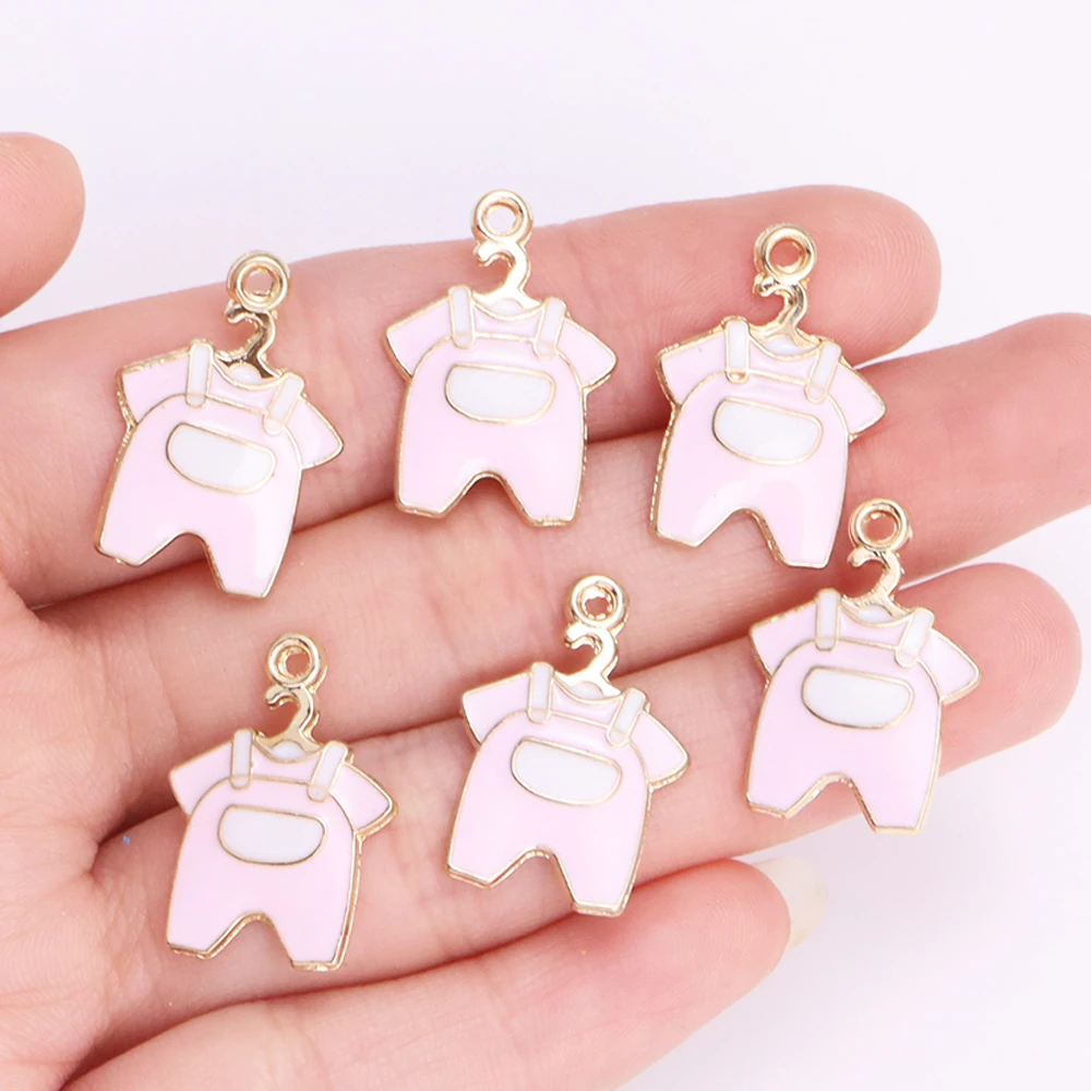 10Pcs Colourful Enamel Baby Clothes Charms for Jewellery Making Cute Children\'s Clothes Pendant Bracelet Earrings Accessories