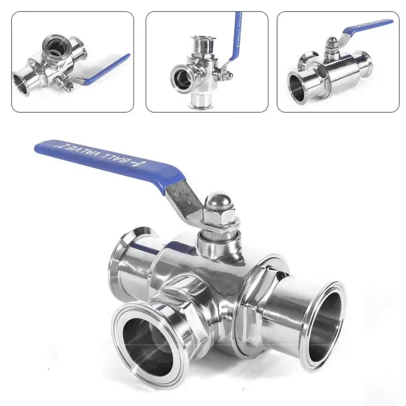 2 Inch Sanitary Stainless Steel 304 Three-Way Encapsulated Manual Ball Valve Customizable OEM Electric Clamp Ball Valves for