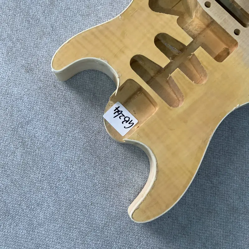 Unfinished Electric Guitar Body Flamed Top Solid Basswood SSH Pickups Two Point Fixed Tremolo Style  DIY Guitar Parts  GB264