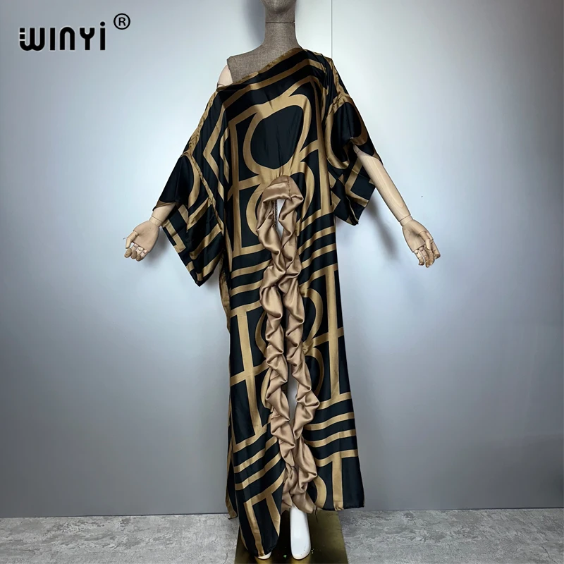 فستان سهرة مثير صيفي للغاية من WINYI عباية دبي فاخرة للسيدات فضفاضة مطبوعة فضفاضة طويلة قفطان فاخر لتغطية الشاطئ #6