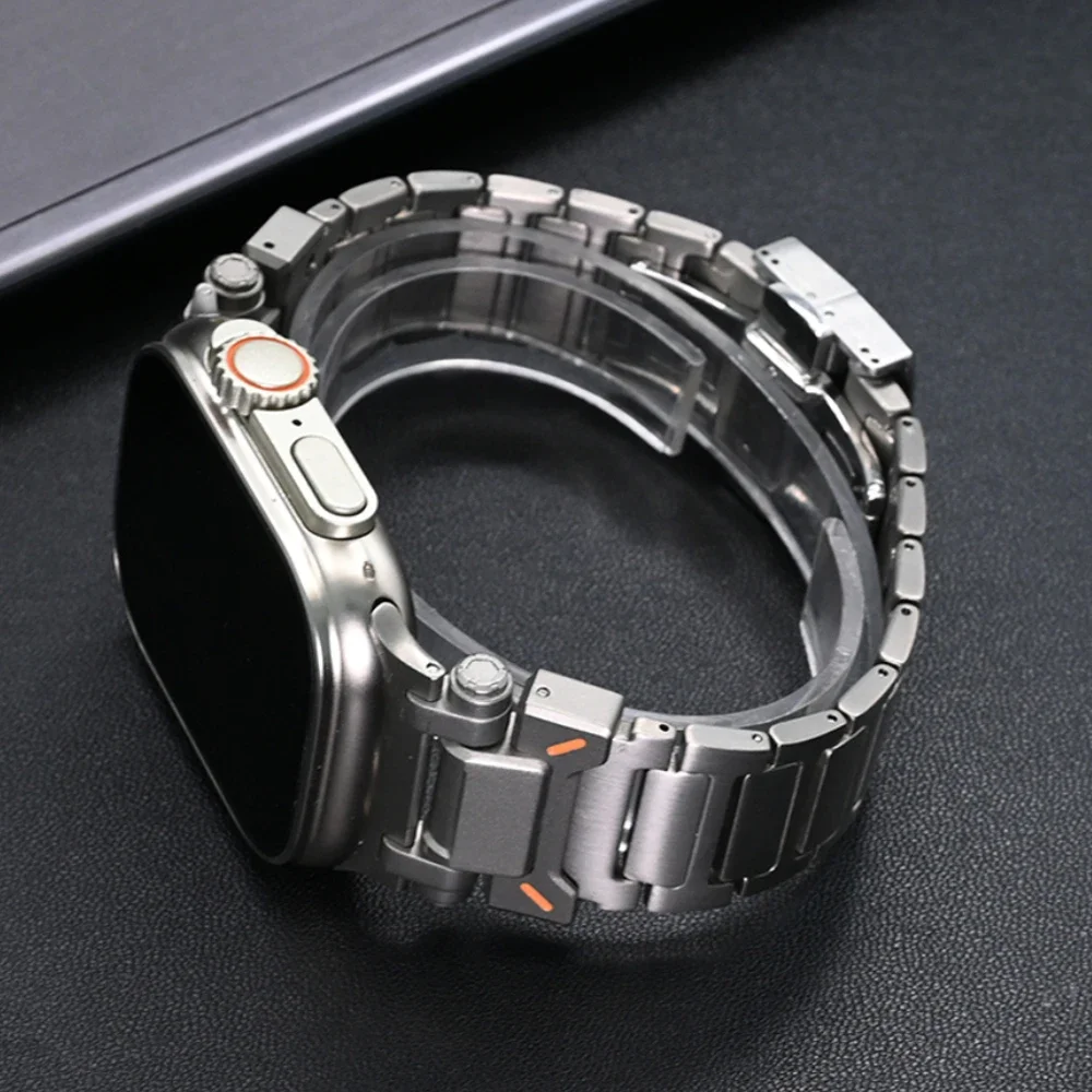 Luxury Titanium Band for Apple Watch Ultra 2/1 49mm 10 46mm Metal Link Strap for Iwatch Series 9 8 7 6 5 4 Se 45mm 44mm Bracelet