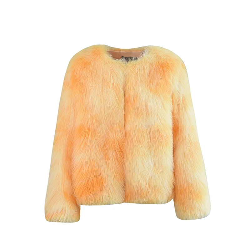 2023 Women\'s Faux Fur Coat Winter Fashion Elegant Female Short Faux Fox Fur Fluffy Jacket High Quality Ladies Plush Cardigan