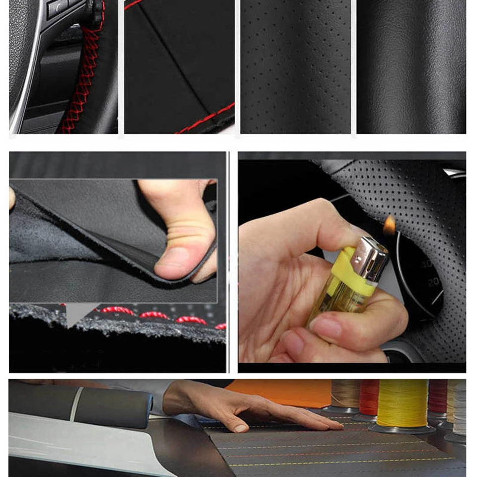 Maßgeschneiderte DIY-Lenkradabdeckung für Hyundai Ix 35 Tucson 2 2011–2015, rutschfestes Ledergeflecht, Auto-Innenzubehör – Detail 4