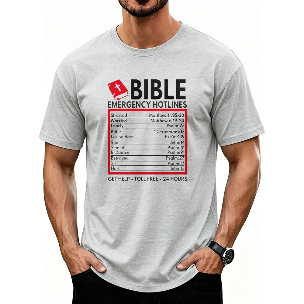 Bible Emergency Hotlines Verses Chart Graphic T-Shirt Christian Faith Stress Relief Casual Summer Believer Comfort Gift Tee