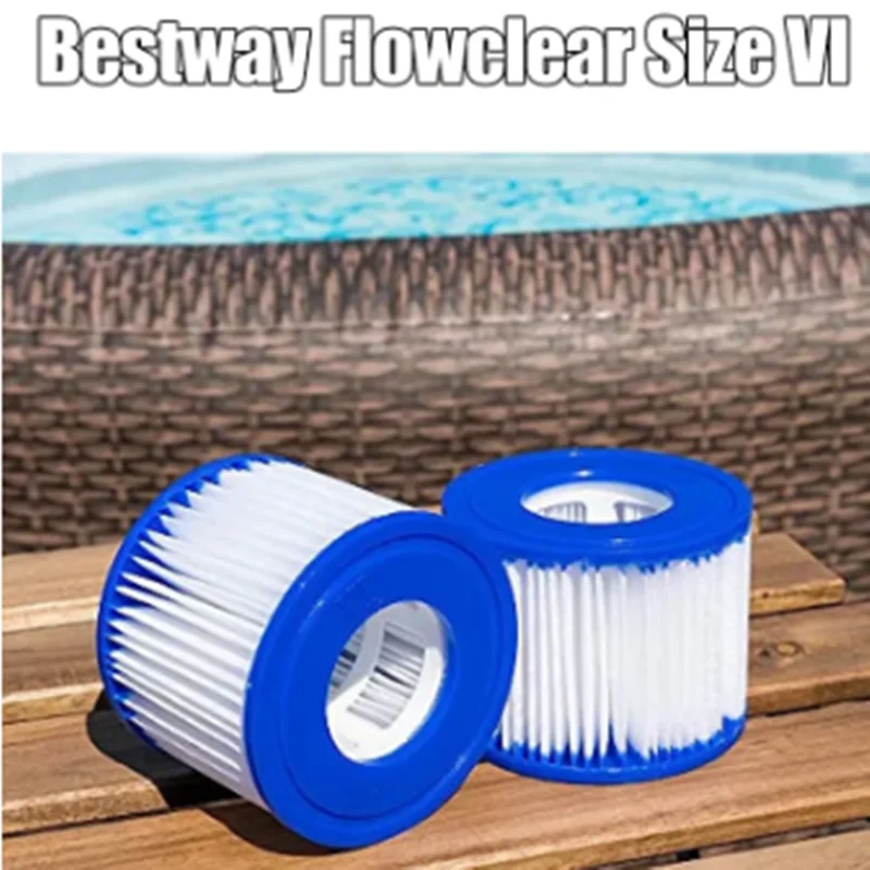 Replacement Swimming Pool Filter Fit for Bestway Flowclear Size VI Filter Cartridge Lay-Z-Spa - Miami Vegas Palm Springs