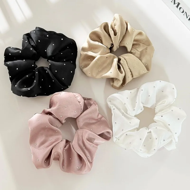 

4pcs Rhinestone Satin Scrunchies Sets Women Adorable Starry Trendy Luxe Accessories Stylish Girls Headwear Daily Casual Outfits