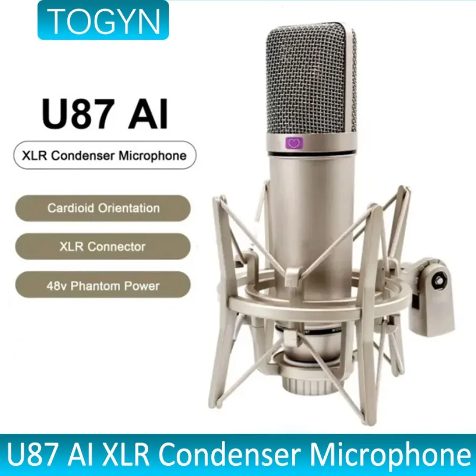 ‌ Конденсаторный микрофон TOGYN U87AI XLR, профессиональный кардиоидный студийный микрофон для записи, подкастинга, голоса, потоковой передачи, домашней студии