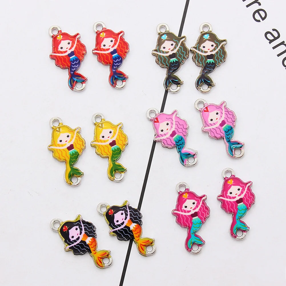 10 قطعة المعلقات سبائك حورية البحر فريدة من نوعها DIY سحر الموضة لقلادة سوار أقراط مجوهرات سبيكة قلادة سحر #1