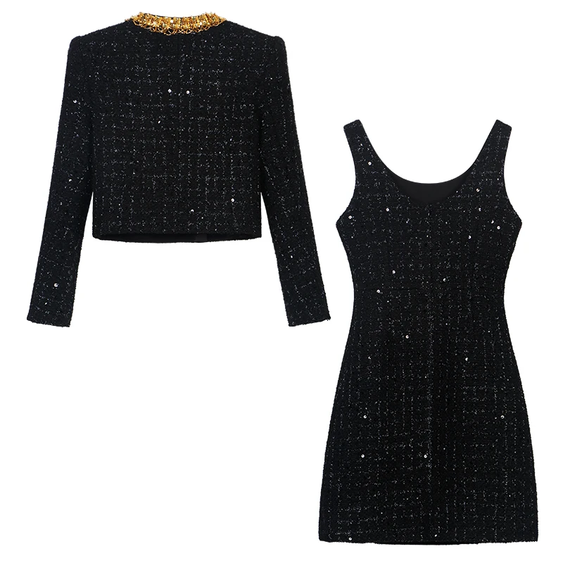 Bild 3: Neue modische und elegante, leichte, luxuriöse Promi-Jacke mit Diamant-Pailletten und Temperament, kleiner Duft, Anzug
