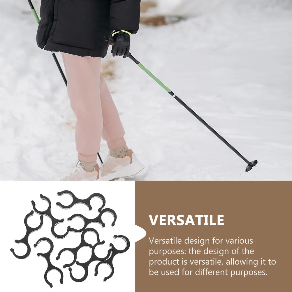 

20pcs Trekking Carabiner Walking Stick Clips Black Plastic Accessories for Cane Portable Durable Camping Hiking Gear