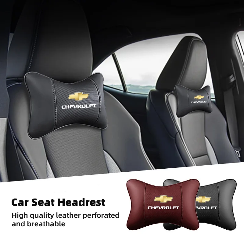 Reposacabezas de cuero para asiento de coche, almohada para el cuello, amortiguación para la cabeza para Chevrolet Cruze Spark Captiva Suburban Camaro Malibu Silverado Tahoe