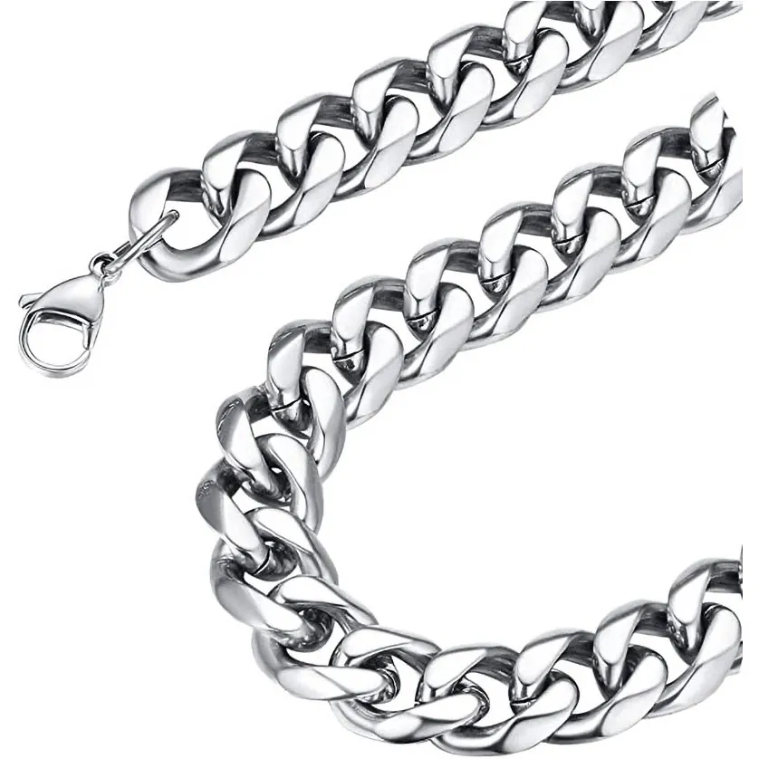 Cuban Necklace Waterproof Luxury Men's Vintage Male Hiphop Rock Stainless Steel Hand Polished Fashion Trend Jewelry Wholesale