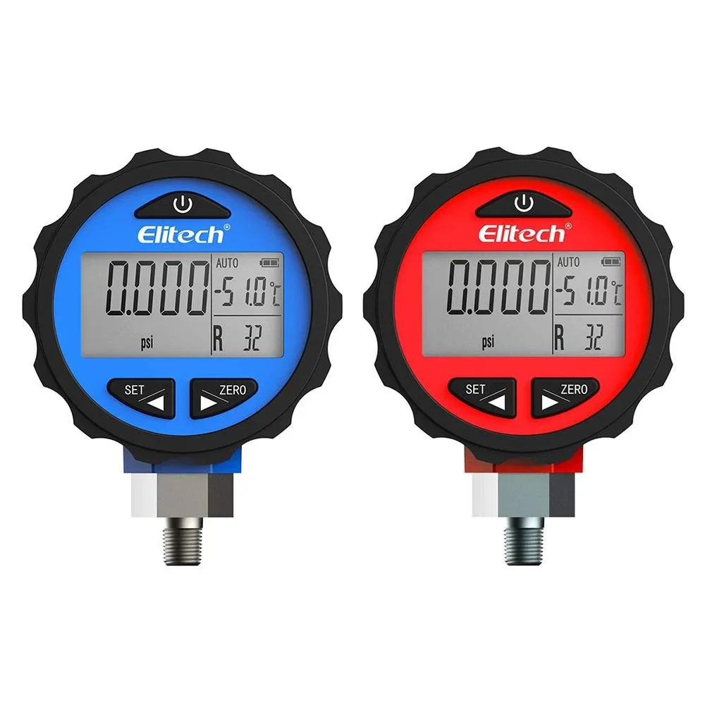 Elitech Pg-30 Pro Red Blue Digital Pressure Gauges High Low Pressure for HVAC