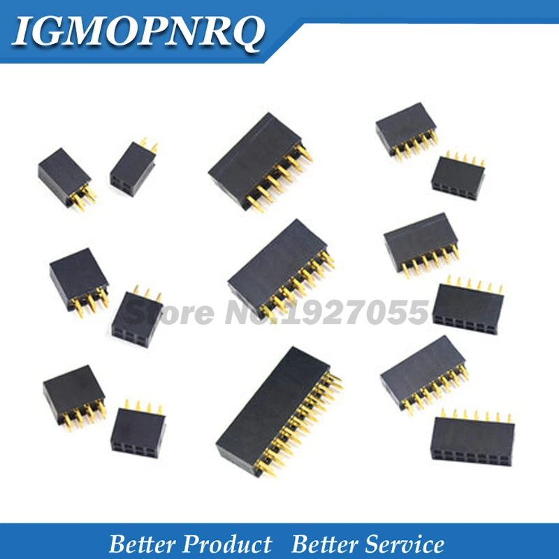 10PCS Double Row Pin Female Header Socket Pitch 2.54mm 2*2p 3p 4p 5p 6p 8p 10p 12p 40p Pin Connector