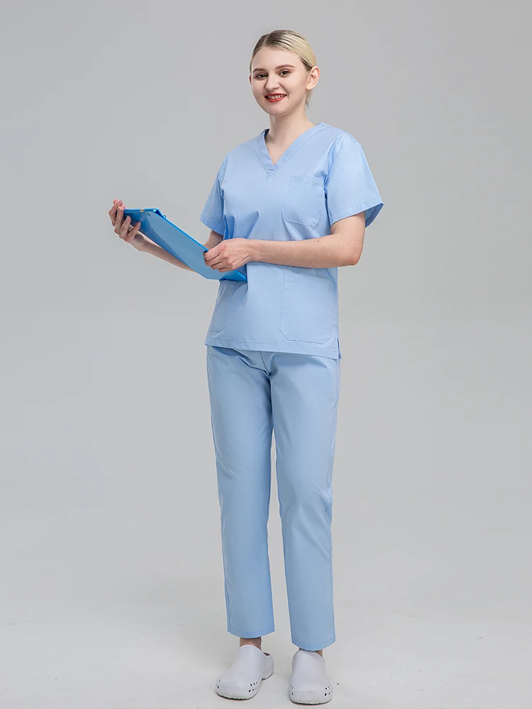 Plus Size Farbe Polyester Baumwolle Work orm ort Sve Surgical Dental Damen Scrub Top Laborkittel Medical orm