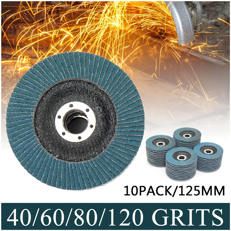 

10Pcs 125mm Sanding Discs 40/60/80/120 Grit Grinding Wheel Flap Discs For Angle Grinder Polishing Cutting Discs Grinding Wheel