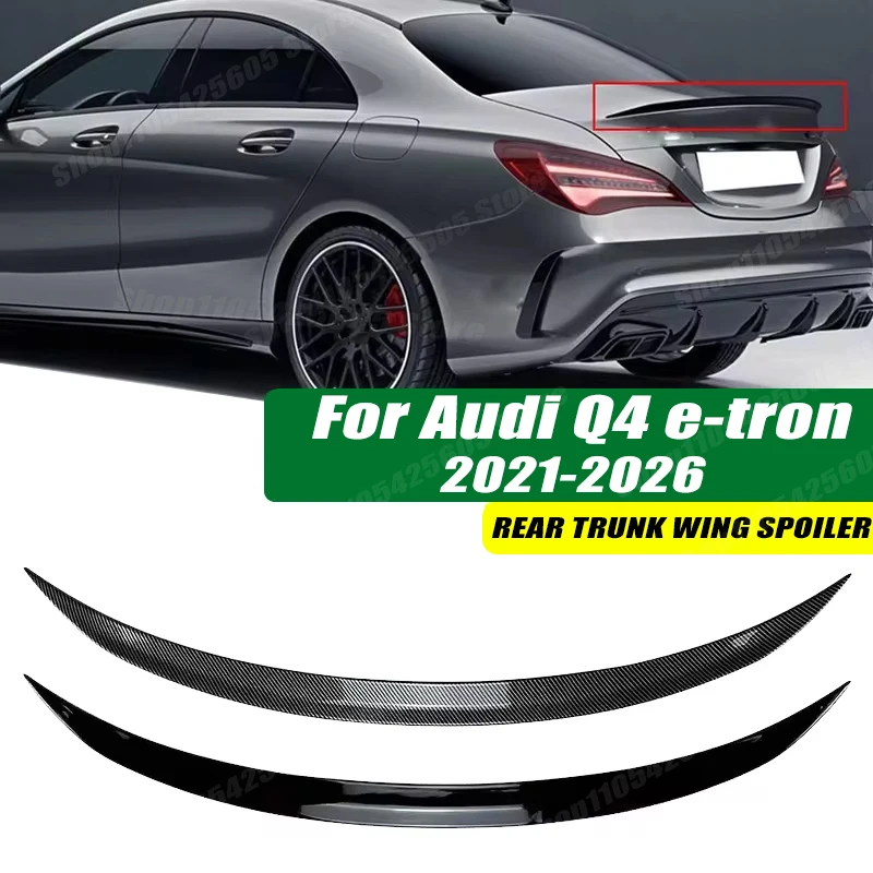 120cm 5D Carbon Look Rear Boot Trunk Spoiler Lip Stick-On Decorative Rear Wing For Audi Q4 E-tron 2021-2026