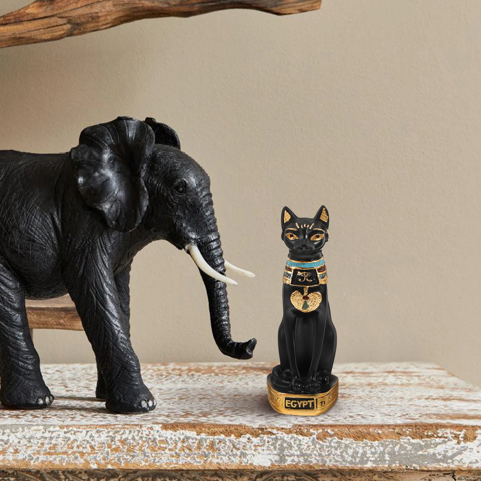 

Creative Egyptian Cat Statue Resin Material Fashionable Home Table Decor Realistic Texture Versatile Use Lovely Design