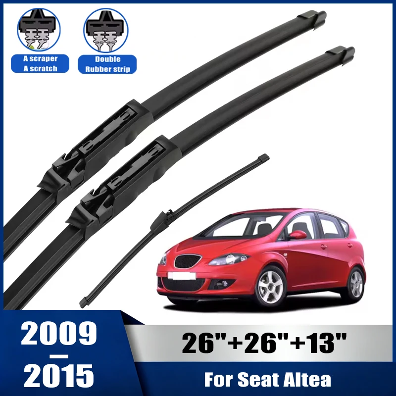 Wiper Front & Rear Wiper Blades For Seat Altea 2009-2015 Windshield Windscreen Window Rain Brushes 26''+26''+13''