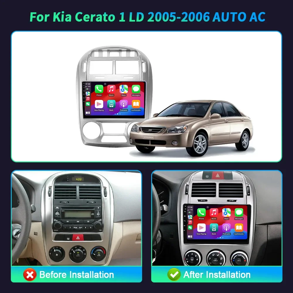 NEW Kia Cerato 1 LD 2005-2006 AUTO AC Car Radio Multimedia Video Player Navigation Android 14 Wireless BT Carplay Touch Screen