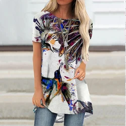 Women's Summer T-shirt Flower Bird 3d Print T-shirt Women's Clothing Short Sleeves Fashion T-shirt Harajuku Tshirts Y2k 2023