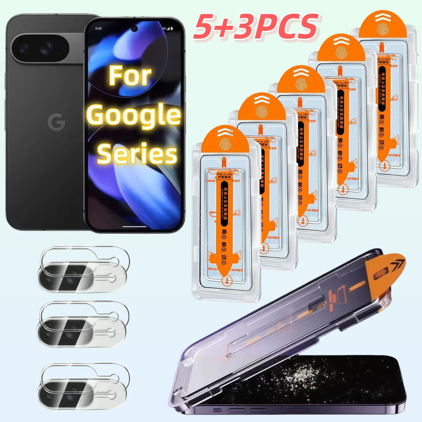 

8Pcs Tempered Glass For Google Pixel 10 Pro XL 9 9A 8A 8 7 7A 6A 5G HD creen Protector No Dust Easy Installation Kit