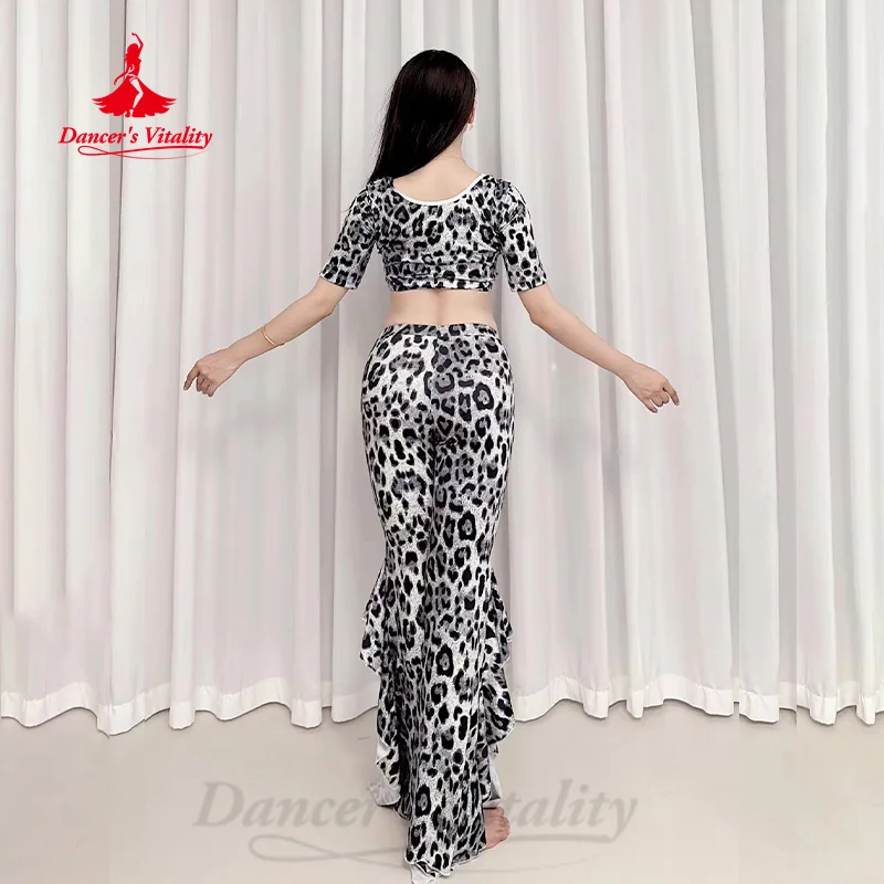 Belly Dancing Costume Suit Women\'s Customized Black Leopard Print Practice Clothes Set Adult BellyDance Oriental Dance Costumes