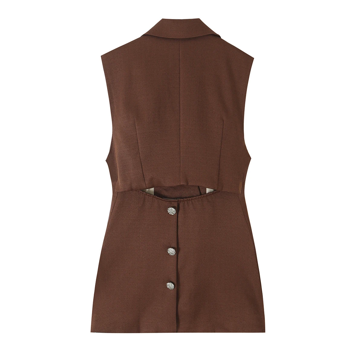 European and American style 2026 autumn new women's clothing versatile coffee color backless irregular suit vest