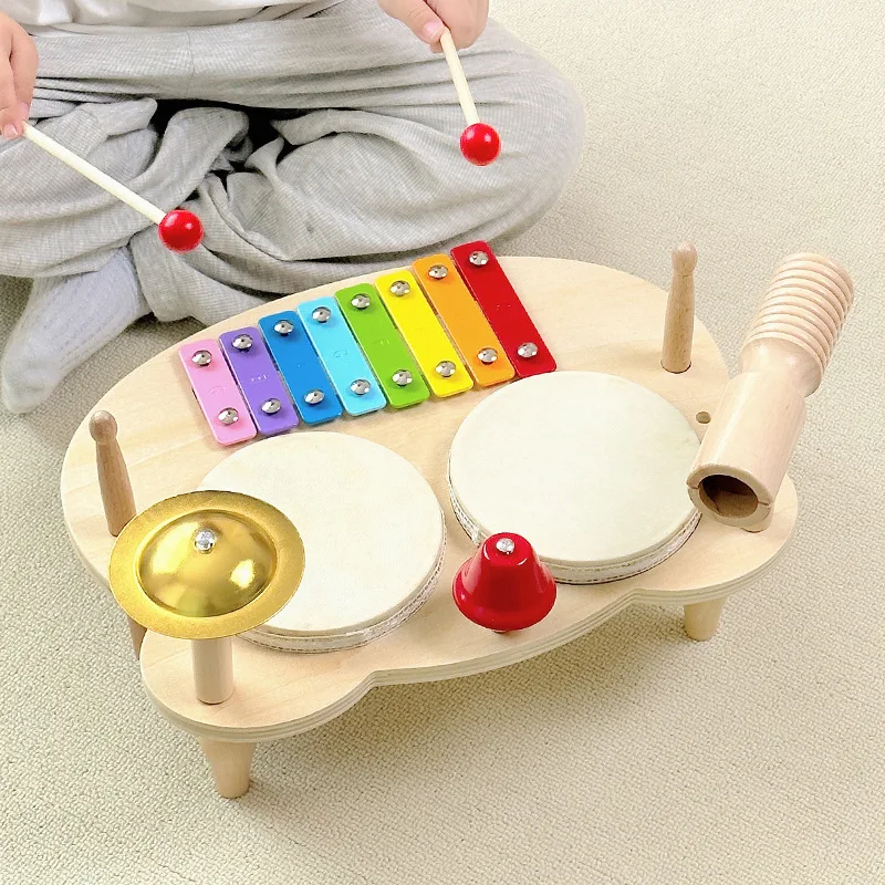 Juguete Musical multifuncional de madera para niños, juego de instrumentos musicales, todo en uno