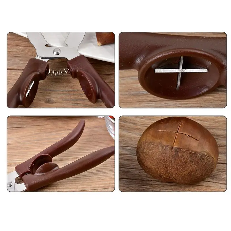 Chestnut Clippers Tool Stainless Steel Nut Cracking Tools Metal Nut Opener Plier With Non Slip Handle Chestnut Peeler Scissors