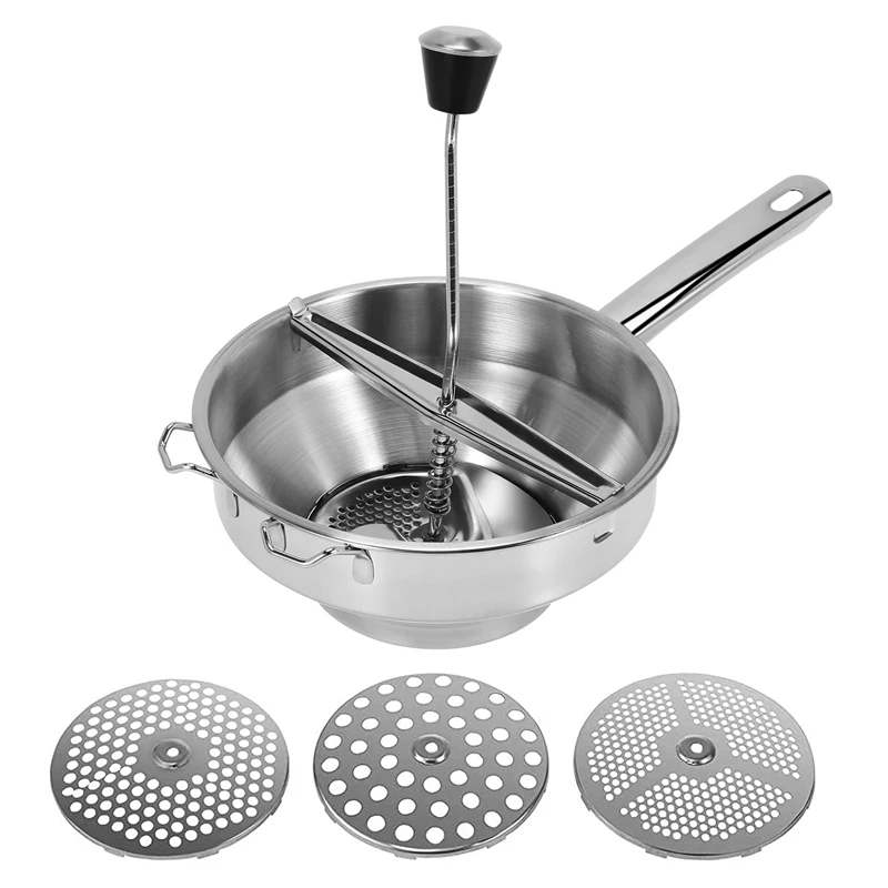 

Rotary Food Mill Potato Ricer With 3 Interchangeable Disks, Great For Making Puree Or Soups Of Vegetables, Baby Foods