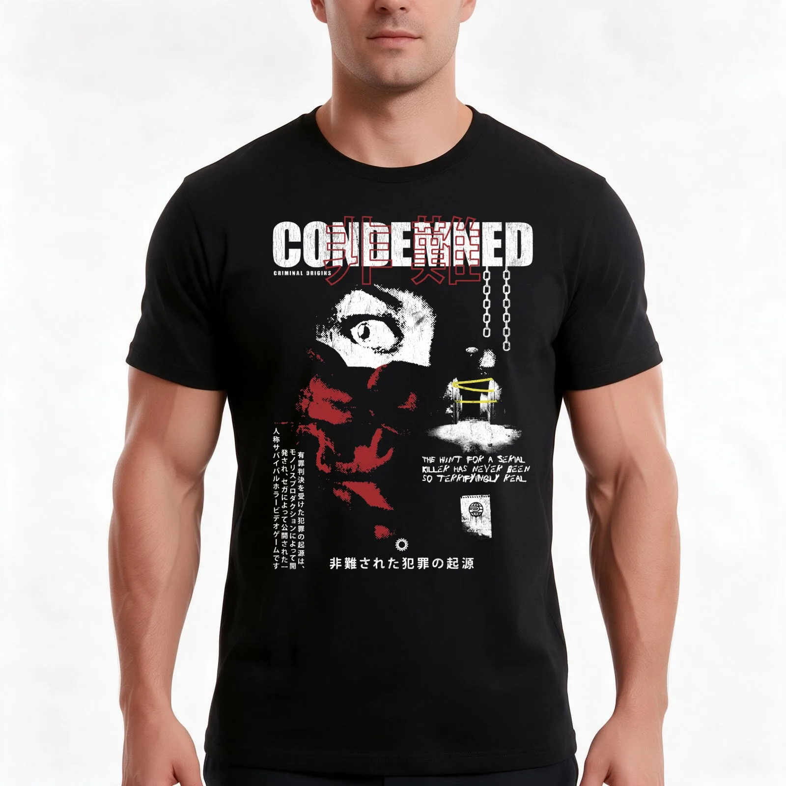 Condemned T-Shirt, Summer Casual Cotton Tee, Oversized Streetwear Tops, Vintage Graphic Print, Loose Fit Short Sleeve