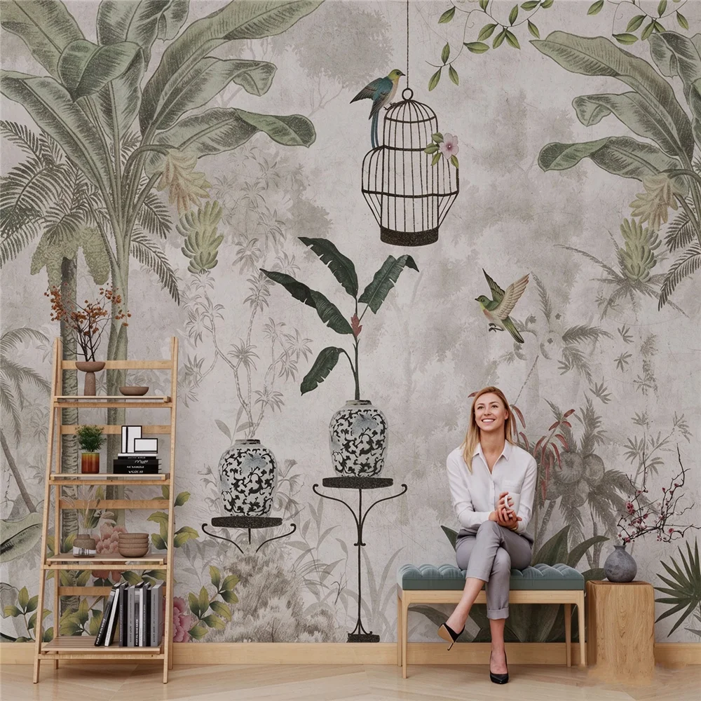Custom Southeast Asian banana leaf Wallpaper Mural living Room decoration Home Decor Photo murals Wall paper bedroom accessorie