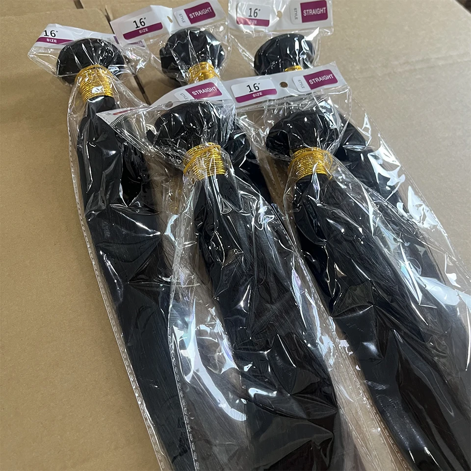 Straight Bundles Human Hair Unprocessed Raw Double Weft Virgin Human Hair Extensions Natural Color 1b Brazilian Straight Human Hair Bundles Remy Human Hair Weave Extensions Deals for Women Daily Use Birthday Holiday Gift Kpop Popular Hairstyles