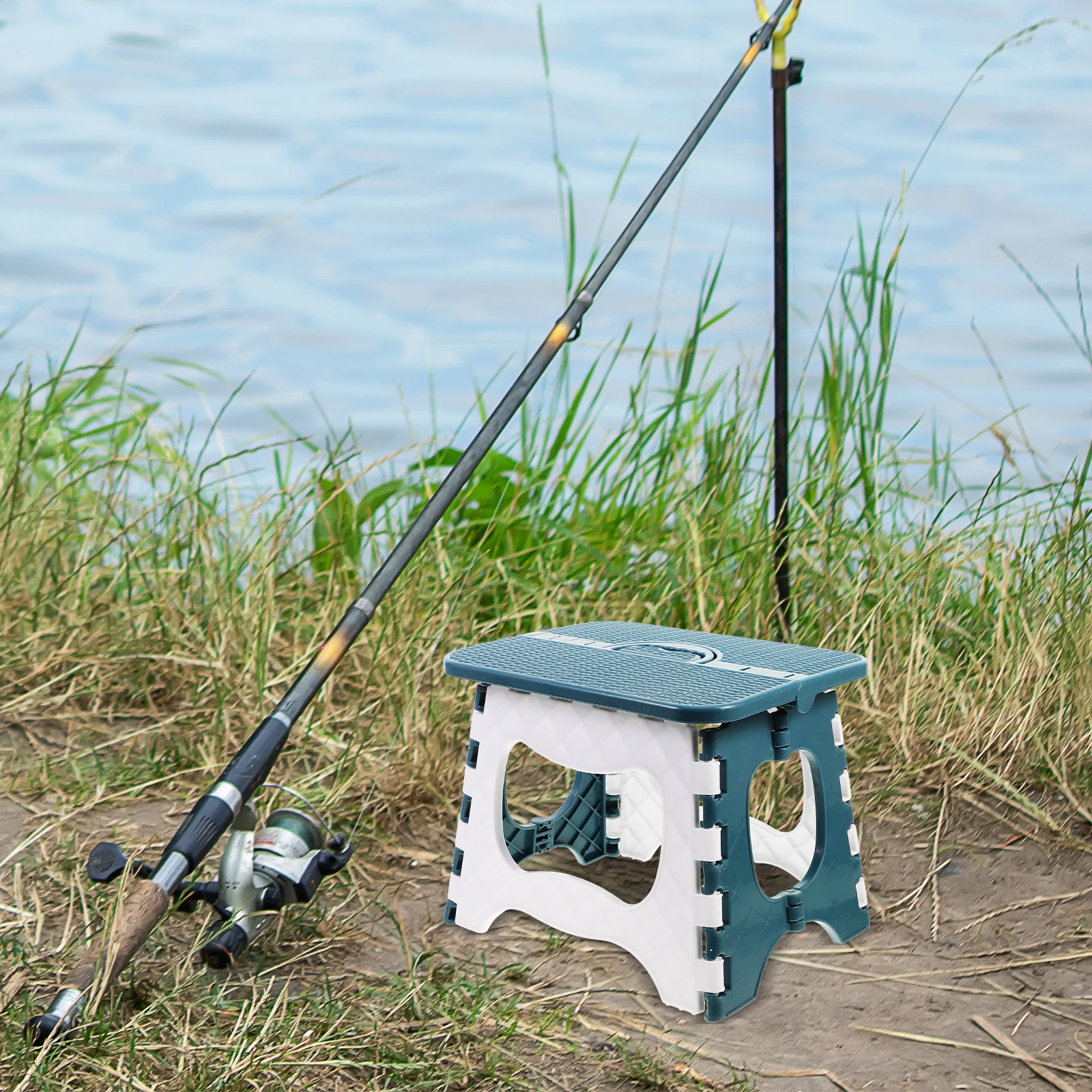 

Portable Folding Stool Blue 201 Mini Plastic Chair for Home Outdoor Camping Fishing Strong Load-bearing Kids Adults