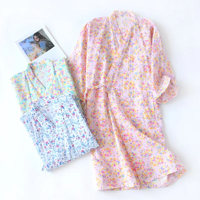 Robes Women New Cottoon Kimono Summer Thin Elegant Oversize Femme Japan Nightdress Soft Daily Sleepwear Pregnant Lady Homewear