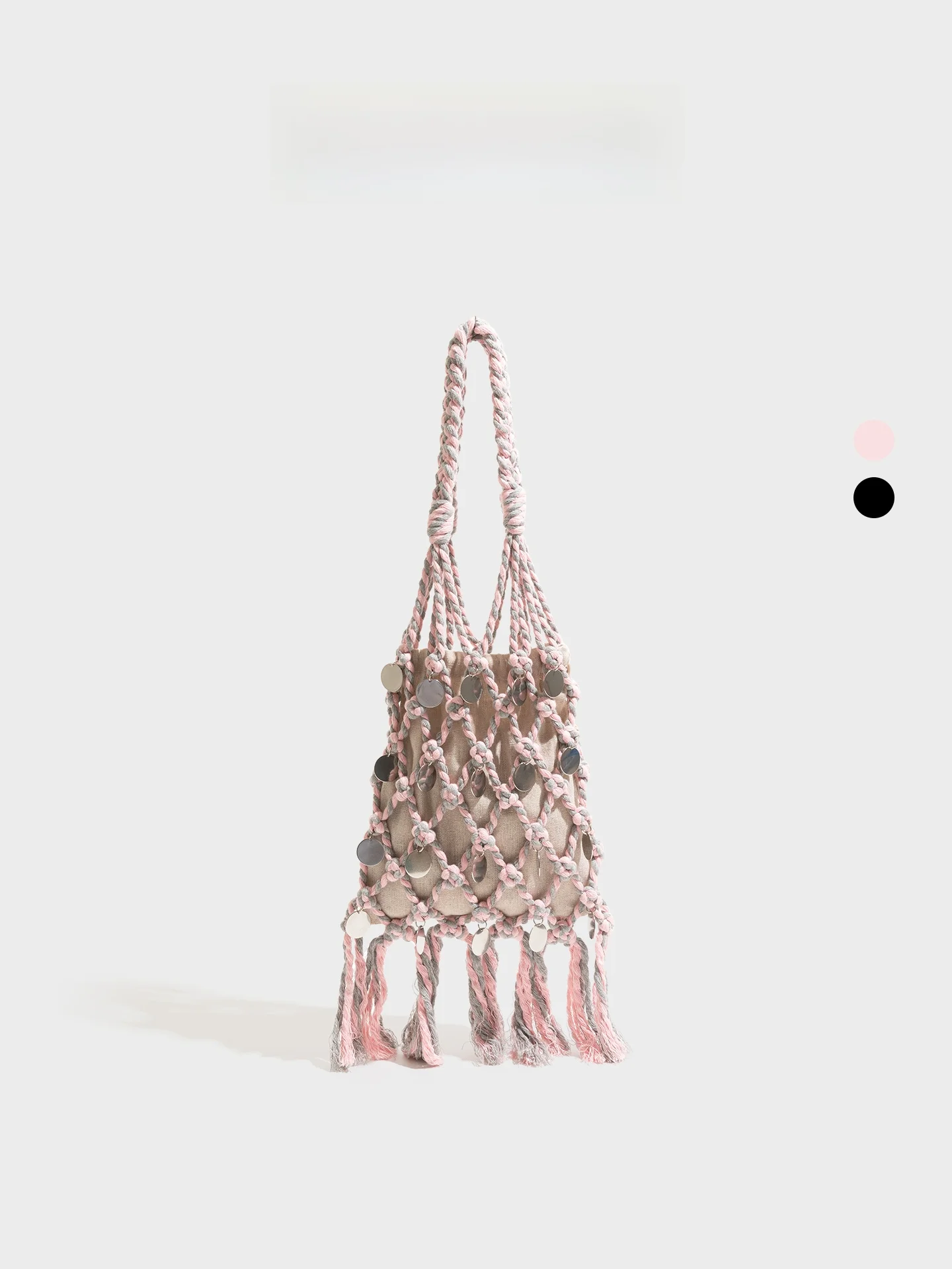 retro-tassel-sequin-women's-shoulder-bag-orange-girl's-handwoven-tote-beach-vacation-bag-sweet-cool-style-pure-color-large-size