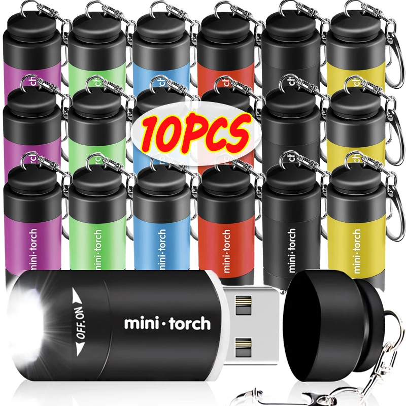 

10/1Pc Mini Flashlight USB Rechargeable LED Multifunction Torch Lamp Pocket Keychain Flashlight Waterproof Outdoor Camping Light