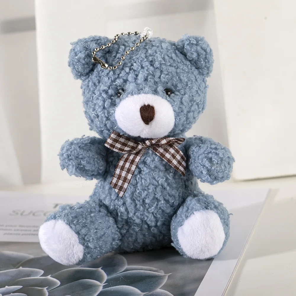 1pcs Cute 11cm Mini Sitting Plush Teddy Bear Doll Toy Cartoon Stuffed Soft Plush Plaid Necktie Birthday Party Decor Gifts