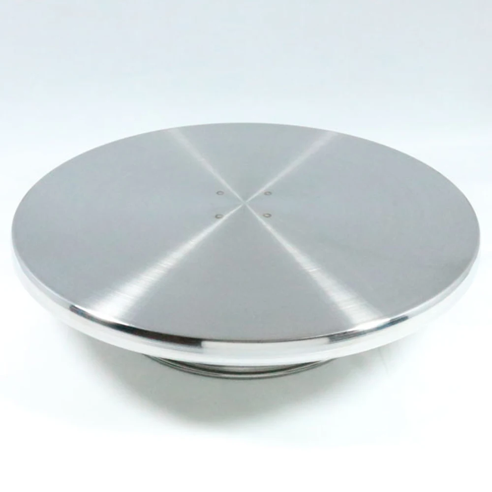 

Stainless Revolving Cake Turntable Cake Stand Smooth Rotating Cake Decorating Tool Home Kitchen and Home cook utensil