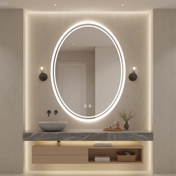 

Customized IP44 Wall Mounted Smart Mirror for Hotel & Restaurant Oval Bathroom Decoration Touch Switch Intelligent Wall Mirrors