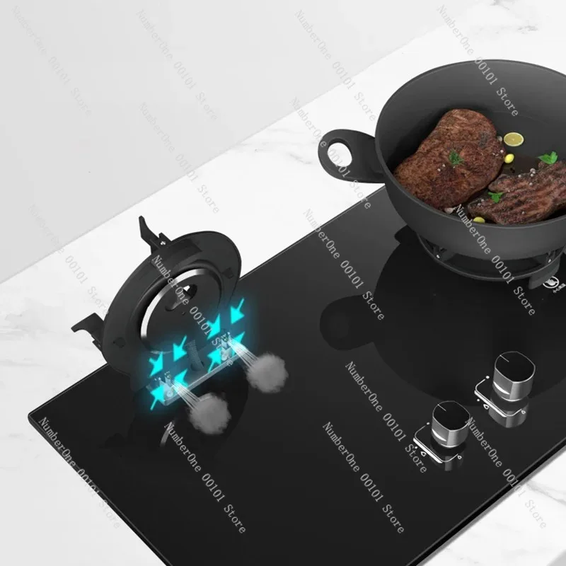 Smart Gas Cooktop 2 Burner with Timing Function Glass Top LPG Battery Ignition Flip Design