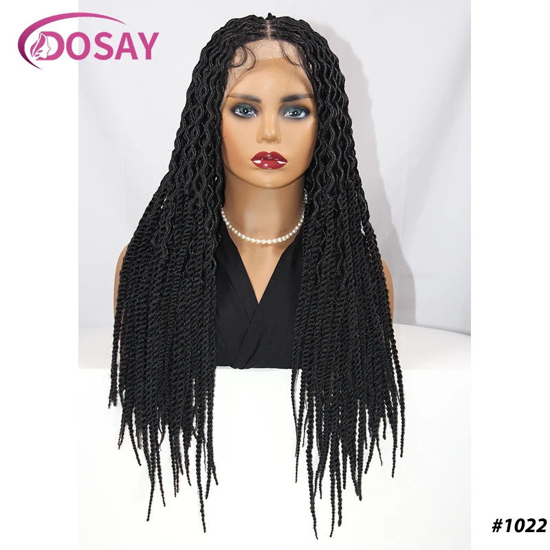 

Twisted Braid Straight Locs Synthetic Wig 24'' Wavy Locs Full Lace Box Braided Wigs For Black Women Dreadlocks Dreadlock Wig