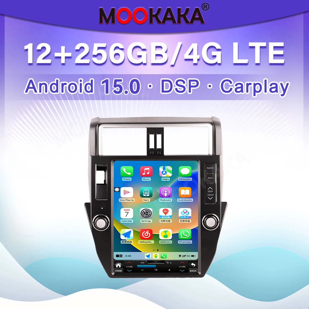 

12,1-дюймовый автомобильный радиоплеер для Toyota Prado 2010 2011 2012 2013, экран Android, мультимедийный GPS-навигатор, головное устройство, авто Carplay