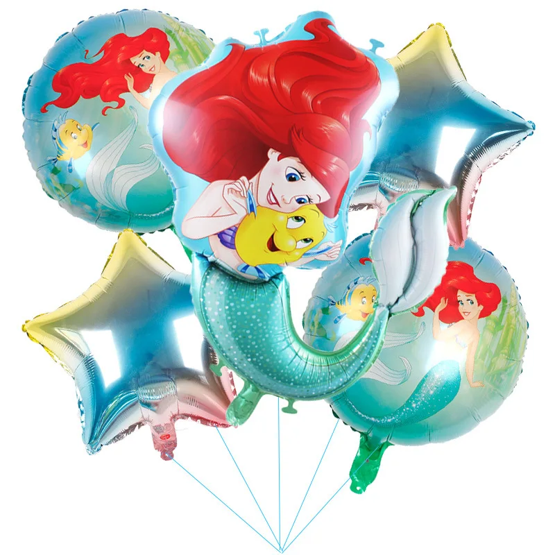 Disney The Little Mermaid Birthday Party Decoration Tableware Set Ariel Balloons Girls Birthday Event Supplies Banner Backdrop