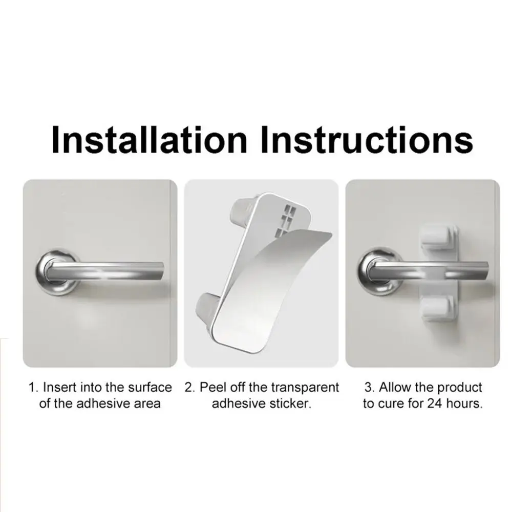 

2 шт., прочный клейкий замок для дверной ручки с защитой от детей, без сверла, замки для шкафа без инструментов, белый прочный несущий дверной рычажный замок