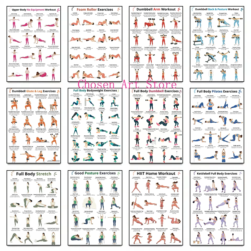 Fitness Exercise Schedule Poster Print Canvas Art Pictures Home Forliving Room and Gym Wall Modern Decor Frameless Painting